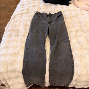 Dark Gray Wide Leg Jeans | W25 L29 | Custom Drawstring Waist